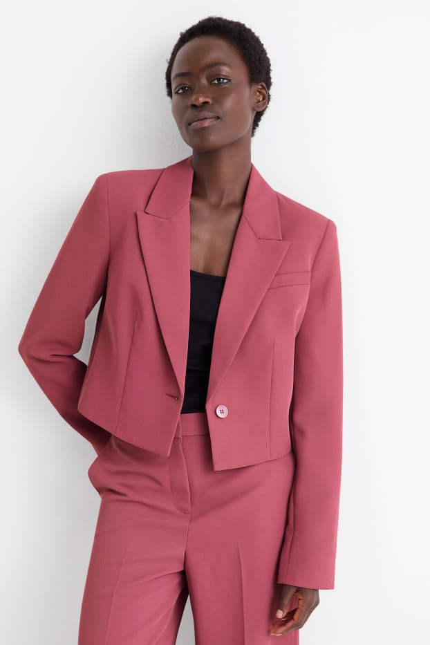 Femei - Blazer crop - regular fit - roz