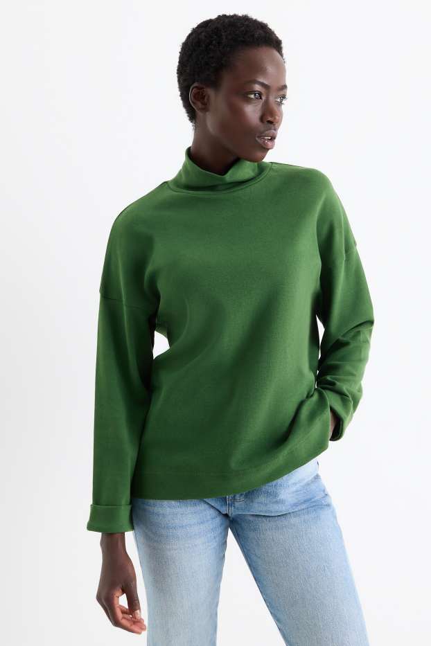 Women - Turtleneck top - dark green