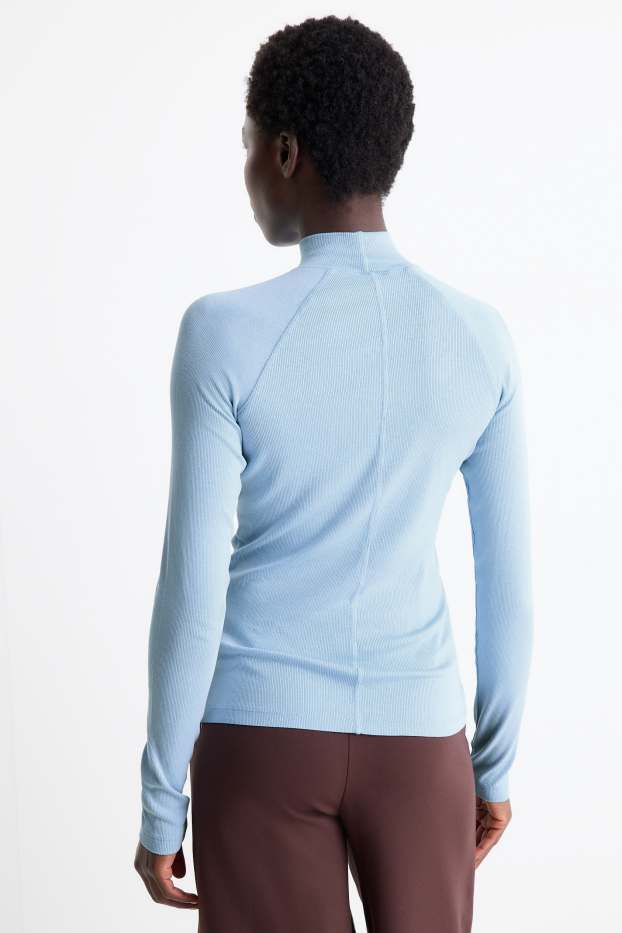 Donna - Maglia a maniche lunghe - slim fit - a coste - azzurro