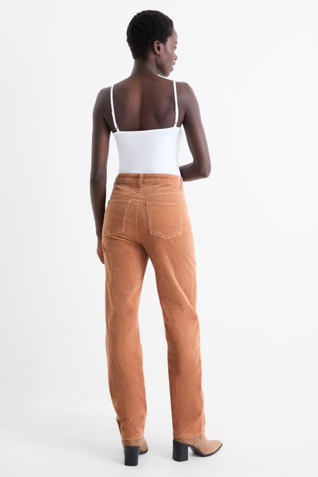Damen - Cordhose - High Waist - Straight Fit - LYCRA® - hellbraun