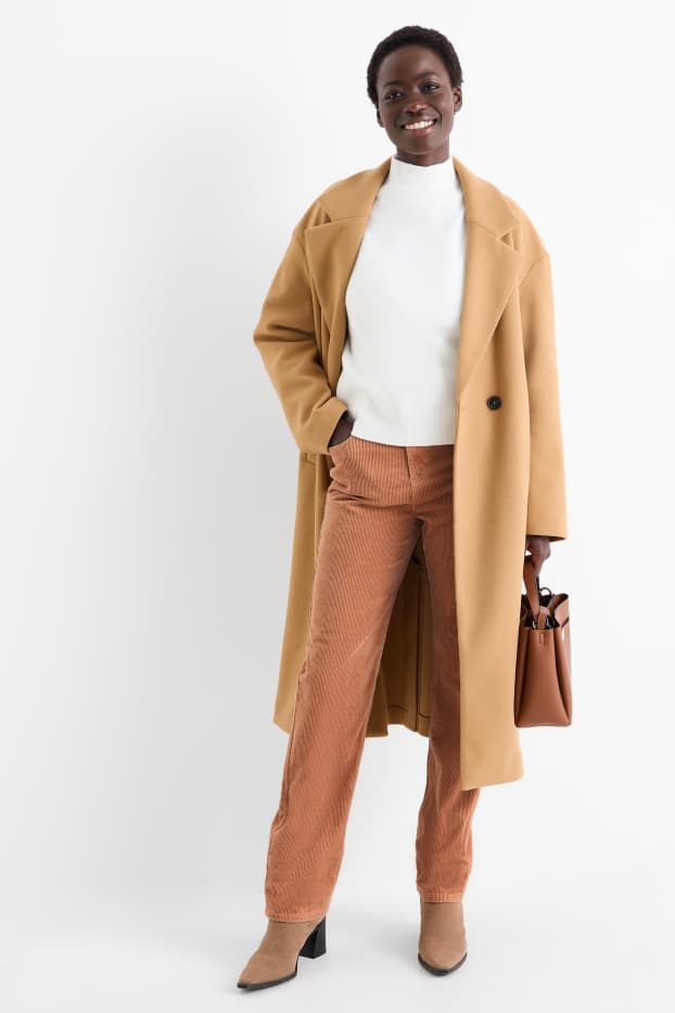 Damen - Cordhose - High Waist - Straight Fit - LYCRA® - hellbraun