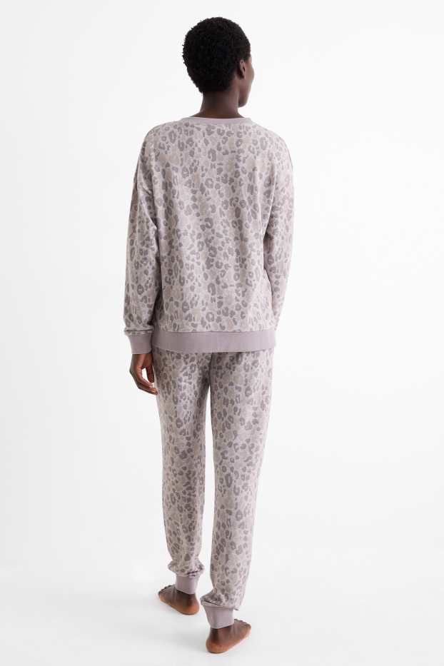 Femei - Pijama - imprimeu de leopard - gri deschis