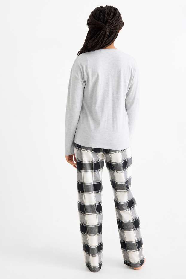 Copii - Fete - New York - pijama cu pantaloni din flanel - 2 piese - gri deschis melanj