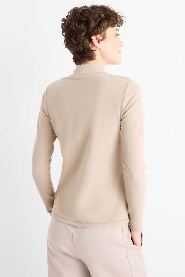 Donna - Maglia a maniche lunghe termica in pile - regular fit - beige chiaro