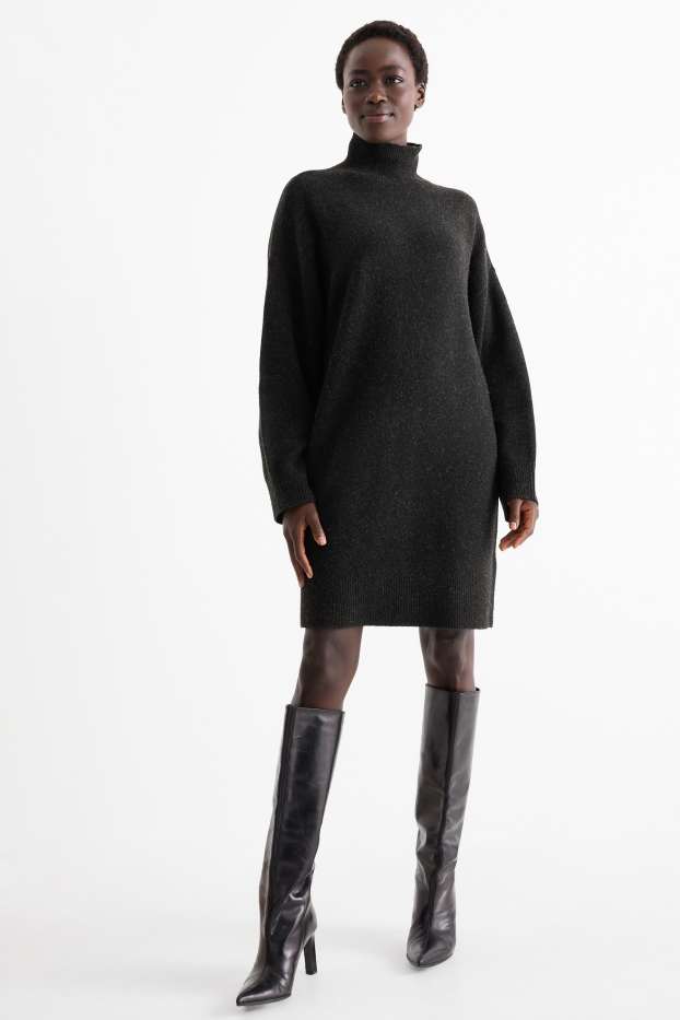 Femei - Rochie din tricot - straight fit - gri închis