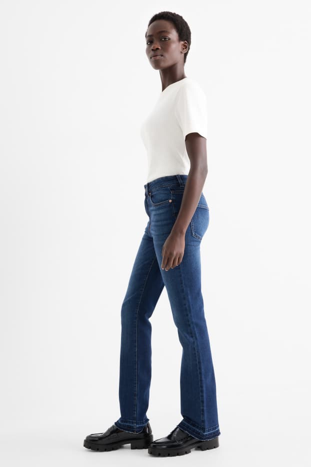 Femei - Bootcut jeans - talie înaltă - denim-albastru închis