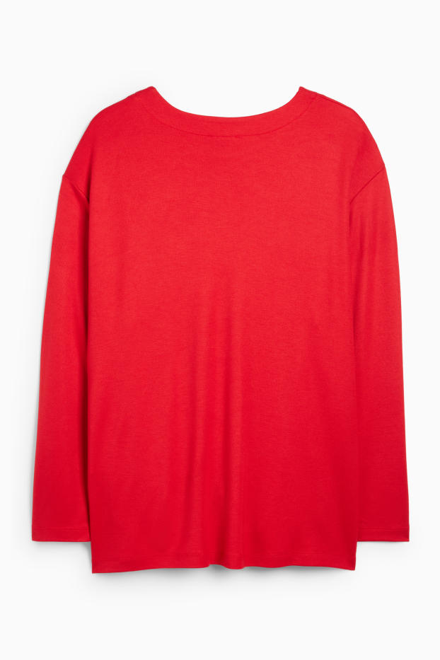 Femei - Tricou cu mânecă lungă - relaxed fit - roșu