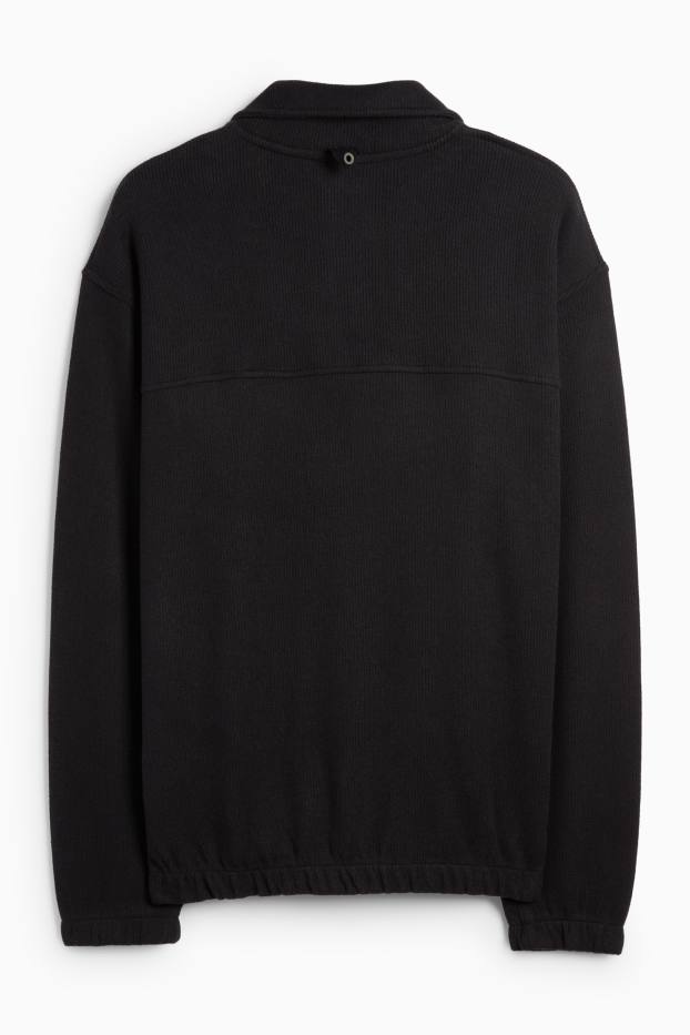 Men - Sweatshirt - ribbed - black