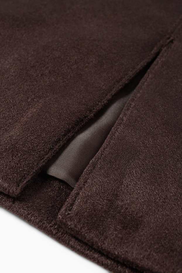 Dámské - Minisukně - imitace semiše - tmavohnědá