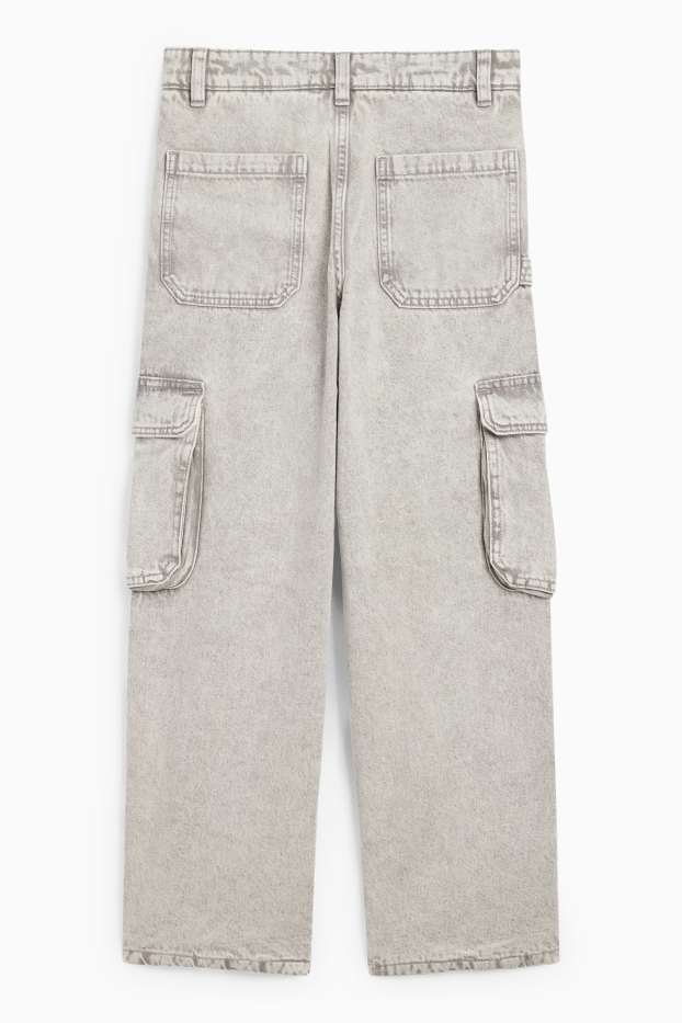 Copii - Băieți - Cargo jeans - jeans termoizolanți - denim-gri deschis