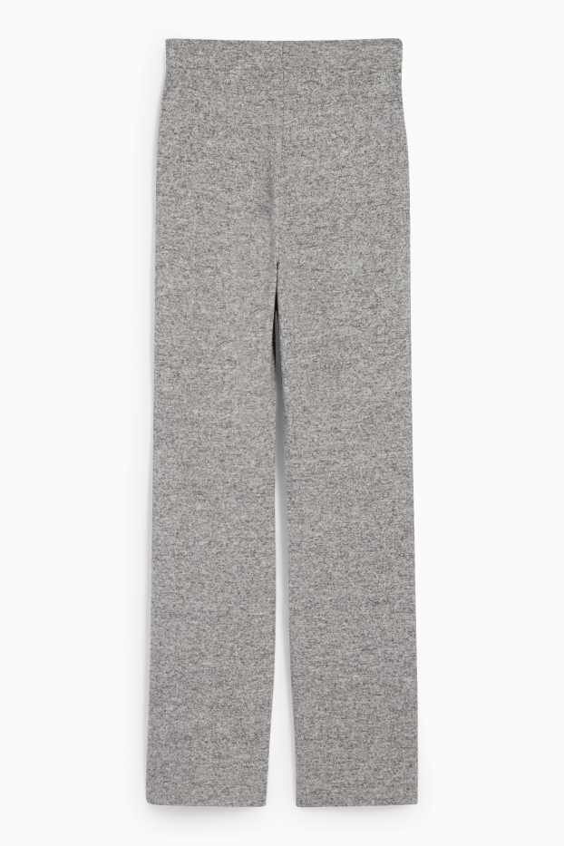 Women - Knitted joggers - gray-melange