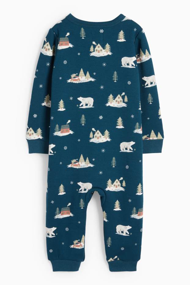 Bebeluși - băieți - Urs polar - pijama salopetă bebeluși - albastru închis