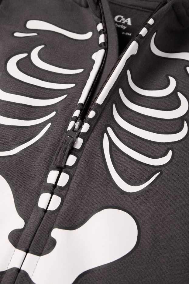 Bebeluși - băieți - Schelet - salopetă bebeluși pentru Halloween - gri închis