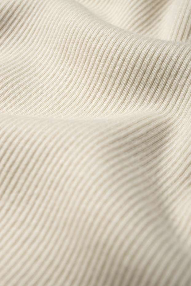 Dames - Longsleeve - slim fit - ribstof - crèmekleurig