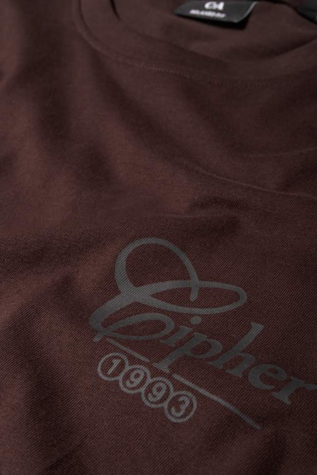 Bărbați - Tricou cu mânecă lungă - relaxed fit - maro închis