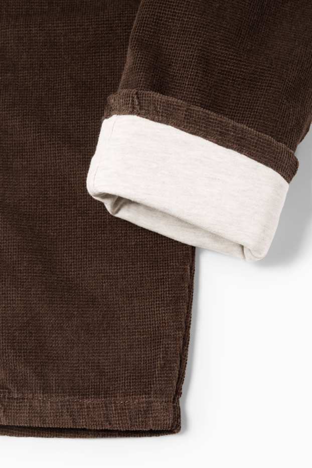 Copii - Băieți - Pantaloni din catifea reiată termoizolanți - structurați - maro închis