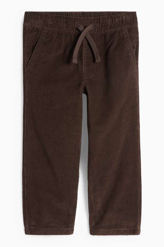 Copii - Băieți - Pantaloni din catifea reiată termoizolanți - structurați - maro închis