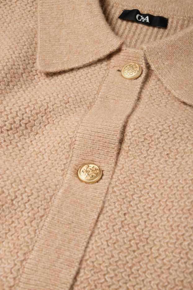 Femei - Cardigan tricotat - structurat - bej