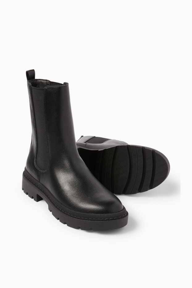 Femei - Ghete Chelsea - imitație de piele - negru