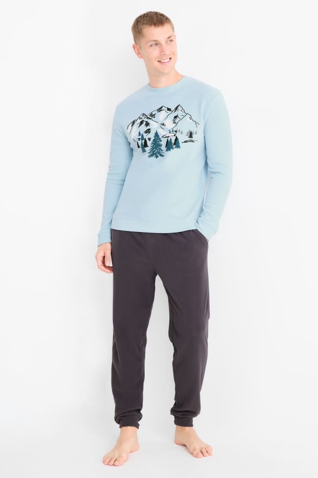Bărbați - Pijama de fleece - turcoaz deschis