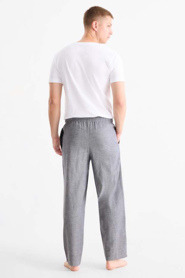 Bărbați - Multipack 2 perechi - pantaloni de pijama din flanel - cu model - albastru închis