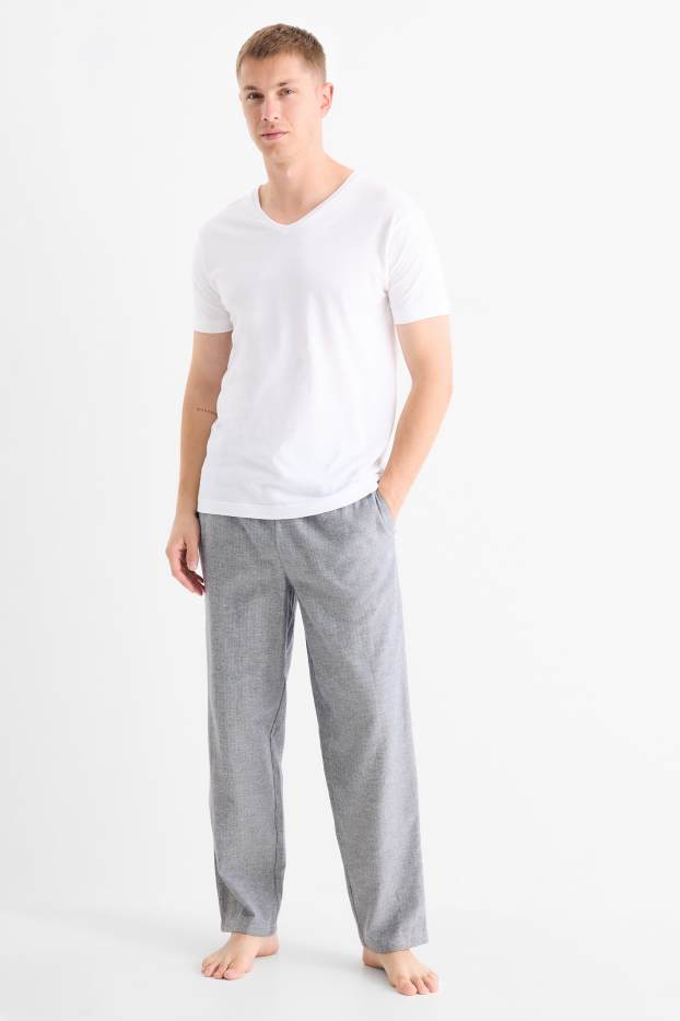 Bărbați - Multipack 2 perechi - pantaloni de pijama din flanel - cu model - albastru închis