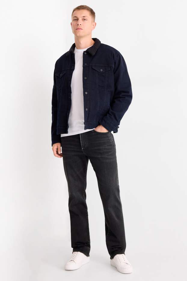 Bărbați - Straight jeans - jeans termoizolanți - LYCRA® - denim-gri închis