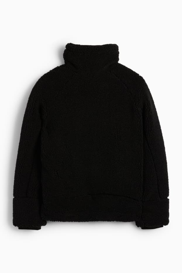 Women - Teddy fur jacket - black