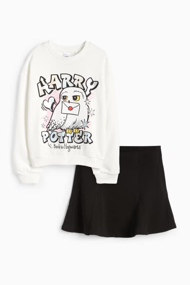 Copii - Fete - Harry Potter - set - bluză de molton și fustă - 2 piese - negru / alb
