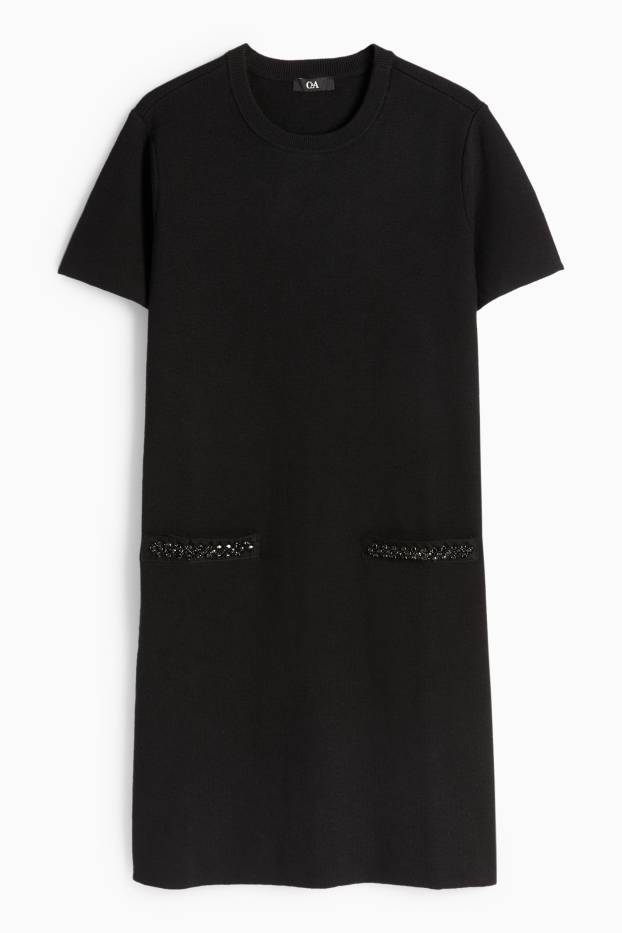 Femei - Rochie din tricot - straight fit - negru