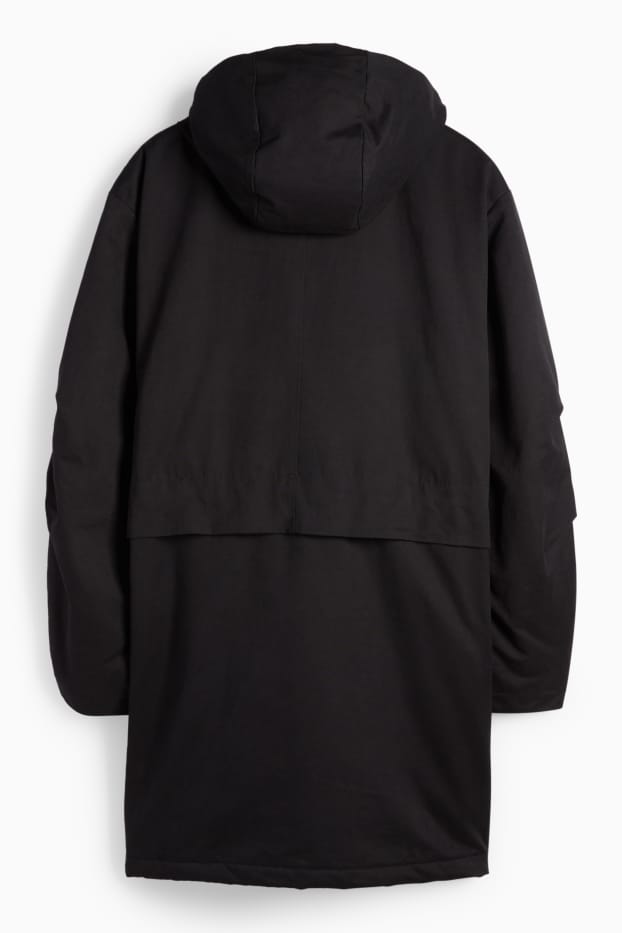Bărbați - Parka cu glugă - căptușită - negru