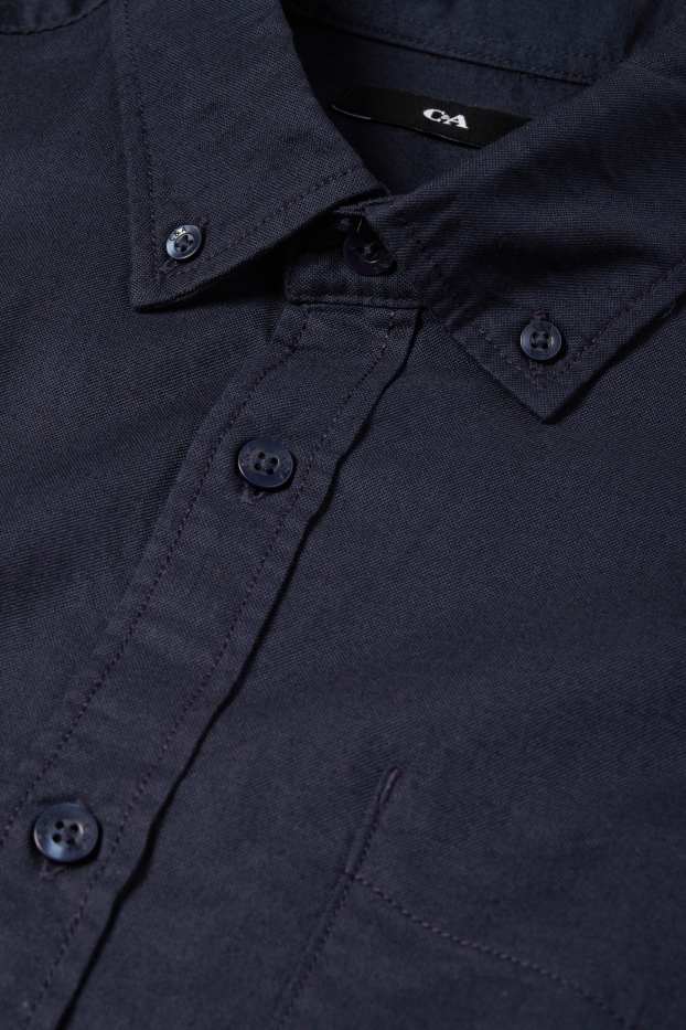 Men - Shirt - regular fit - button-down collar - dark blue