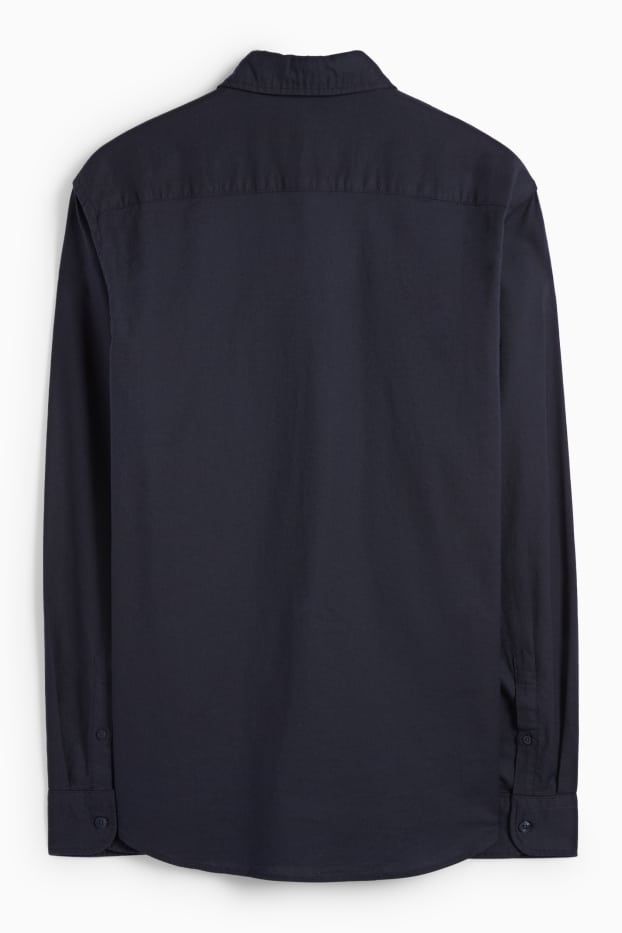 Men - Shirt - regular fit - button-down collar - dark blue