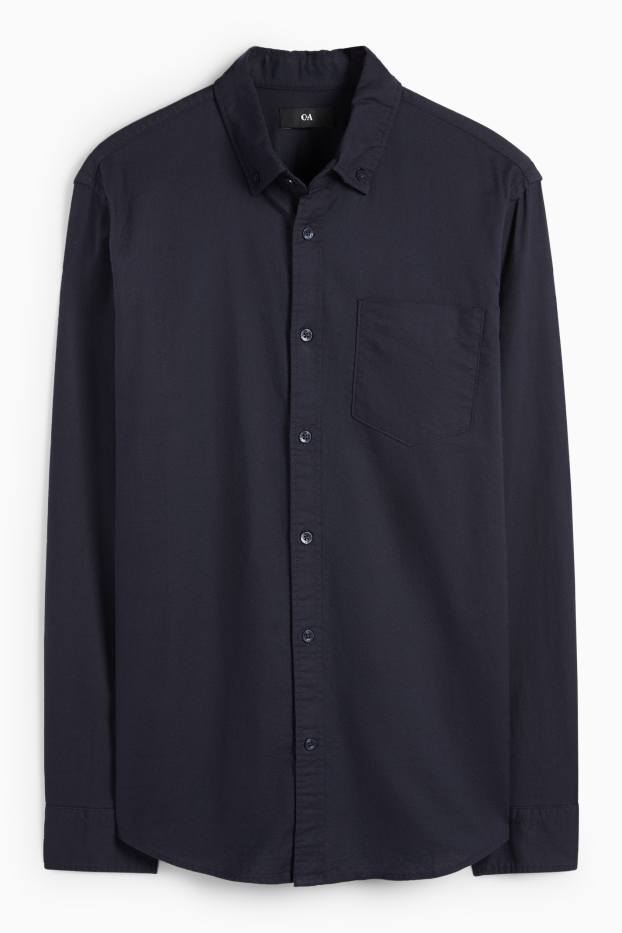 Men - Shirt - regular fit - button-down collar - dark blue
