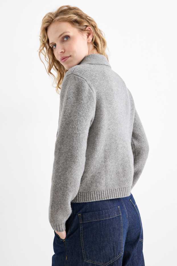 Femei - Cardigan tricotat - gri
