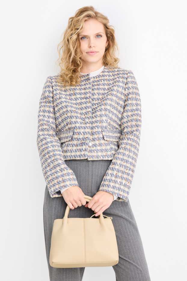 Femei - Geantă shopper mică cu curea detașabilă - imitație de piele - bej deschis