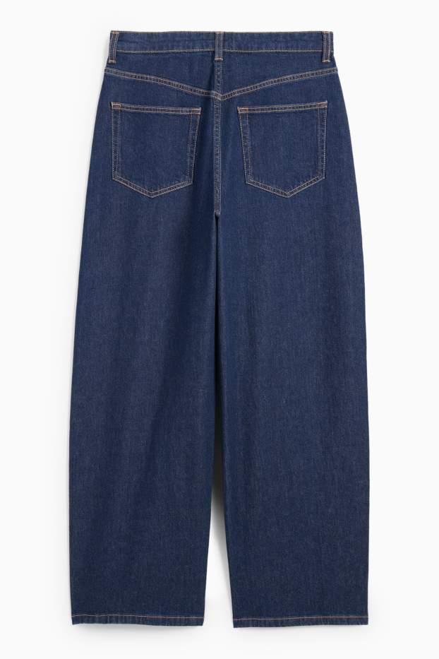 Femei - Baloon jeans - talie medie - denim-albastru închis