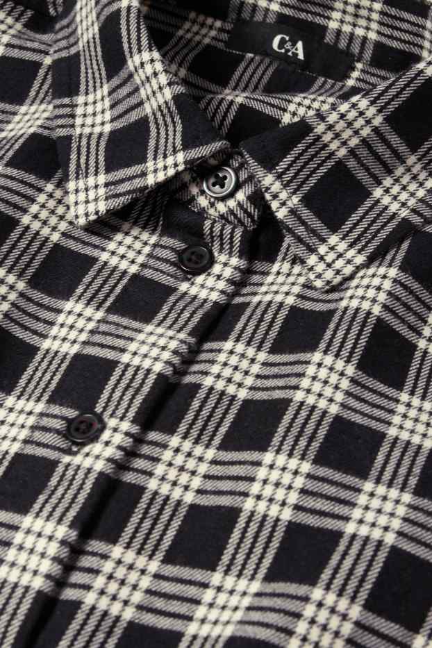 Femei - Bluză din flanel - în carouri - negru / alb