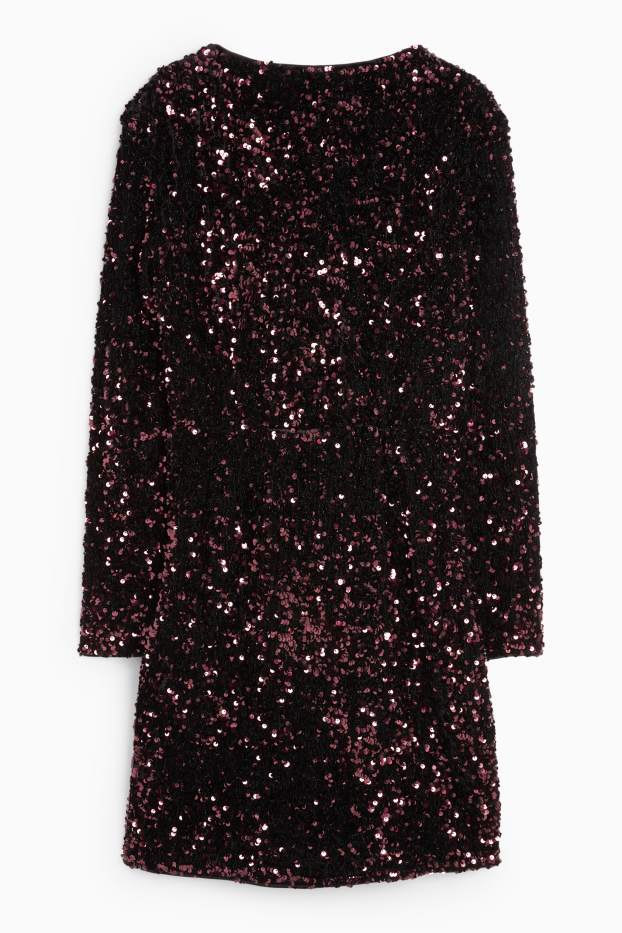 Femei - Rochie bodycon cu paiete - bordo