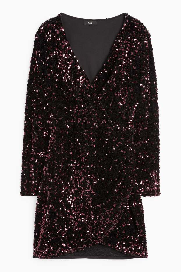 Femei - Rochie bodycon cu paiete - bordo