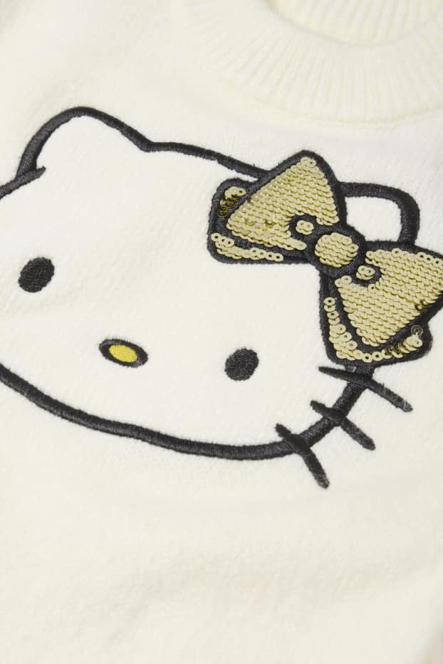 Copii - Fete - Hello Kitty - set - rochie din tricot, geantă și dresuri - alb-crem