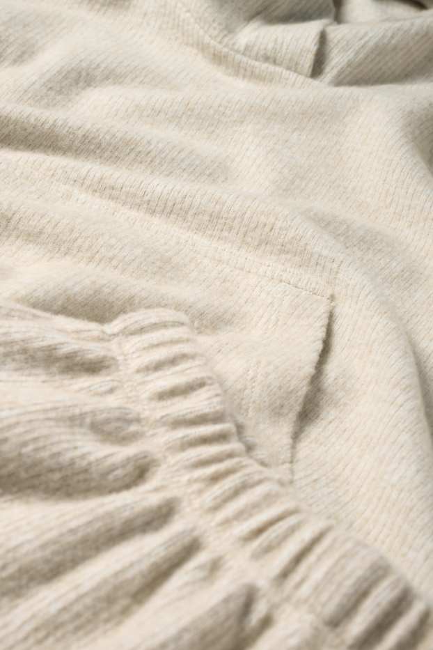 Copii - Fete - Set - pulover cu glugă și pantaloni din tricot - reiați - 2 piese - bej deschis