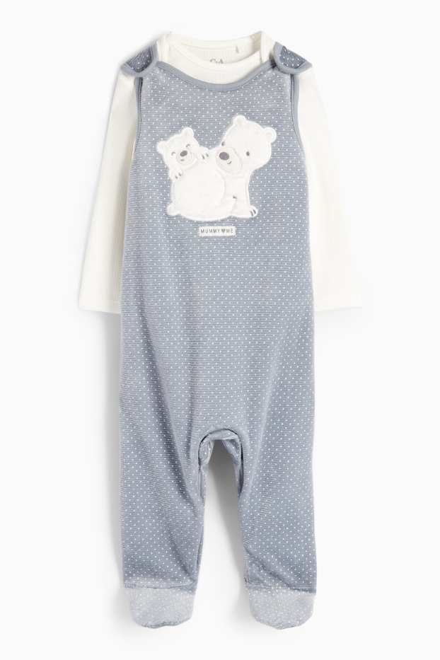 Unisex - Urs polar - set salopetă - reiată - 2 piese - gri
