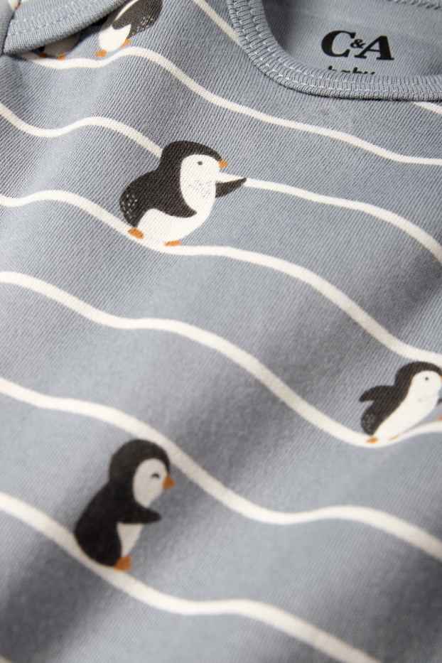 Unisex - Pinguin - body bebeluși - cu dungi - albastru