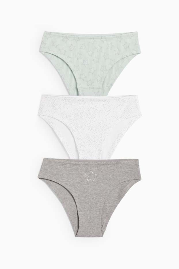 Copii - Fete - Multipack 3 perechi - stea - chiloți - verde mentă