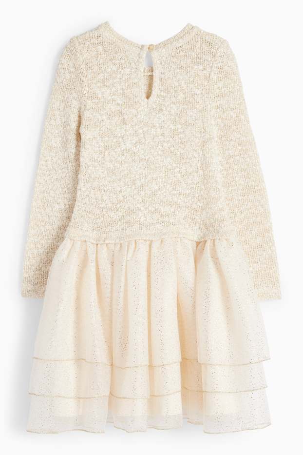 Copii - Fete - Rochie - aspect lucios - crem