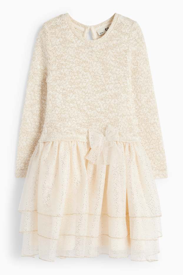 Copii - Fete - Rochie - aspect lucios - crem