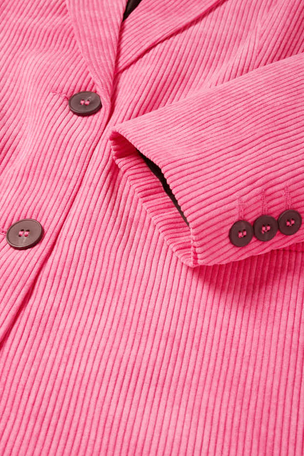 Femei - Blazer lung din catifea reiată - regular fit - roz