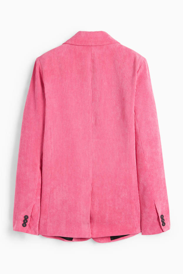 Femei - Blazer lung din catifea reiată - regular fit - roz