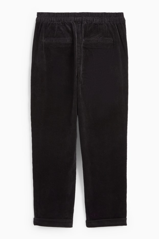 Damen - Cordhose - High Waist - Tapered Fit - LYCRA® - schwarz
